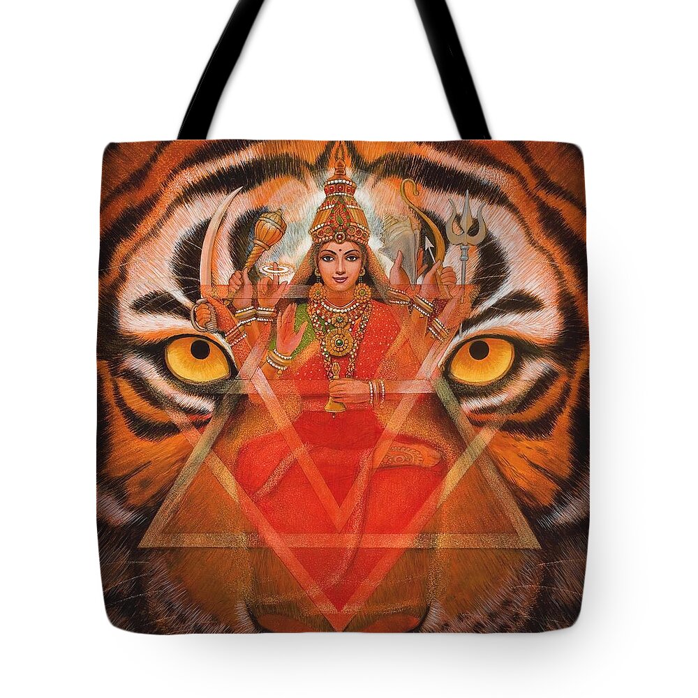 Durga Tote Bag featuring the painting Goddess Durga by Sue Halstenberg