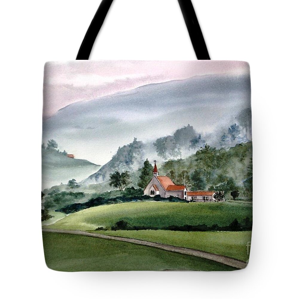 Landscape Tote Bag featuring the painting God's Country by Petra Burgmann