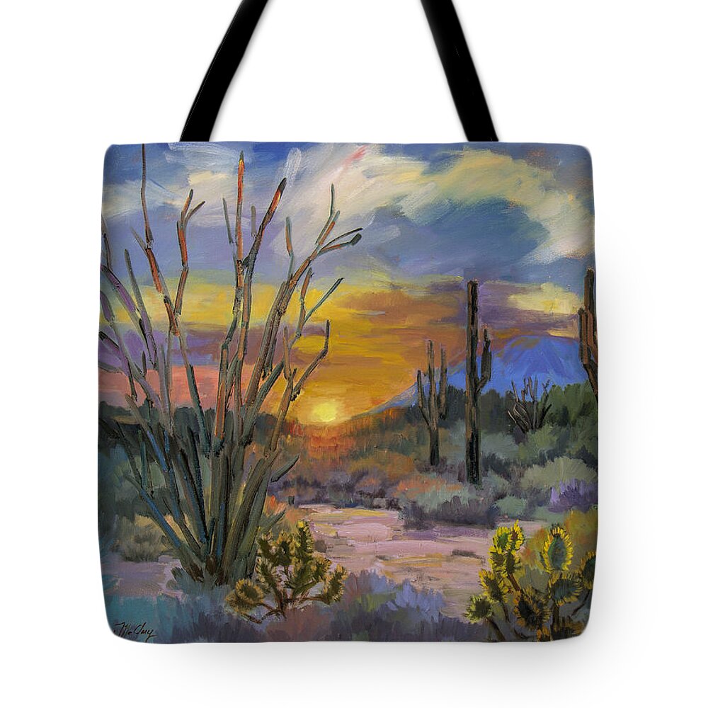 Sonoran Desert Tote Bag featuring the painting God's Day - Sonoran Desert by Diane McClary