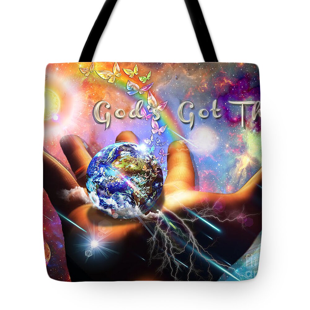 God's Got This Tote Bag featuring the digital art God's Got This by Dolores Develde