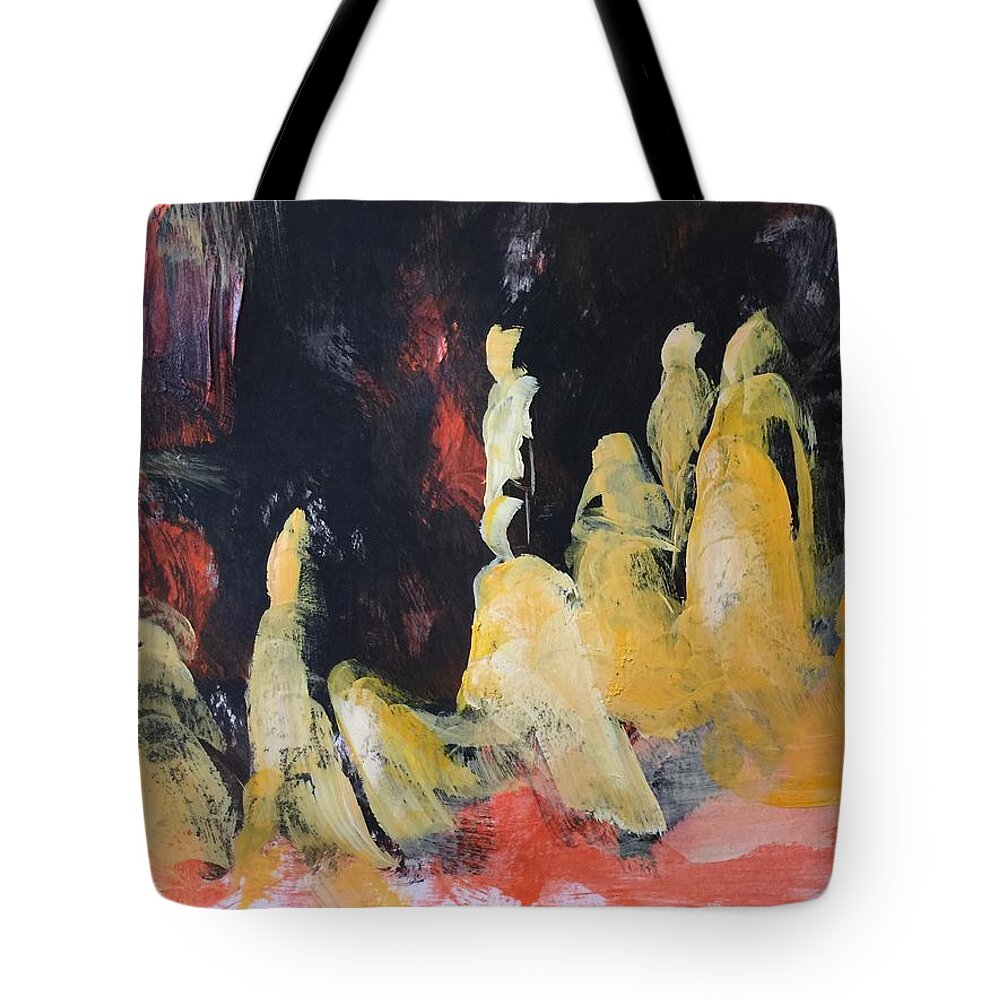 Gods Of The Mountain Tote Bag featuring the painting Gods of the Mountain by Caroline Patrick