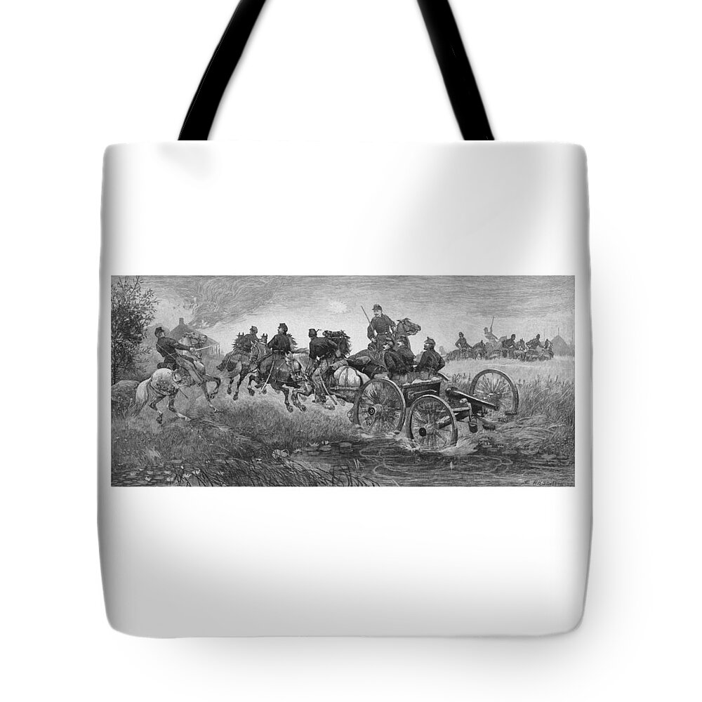 Civil War Tote Bag featuring the drawing Going Into Battle - Civil War by War Is Hell Store