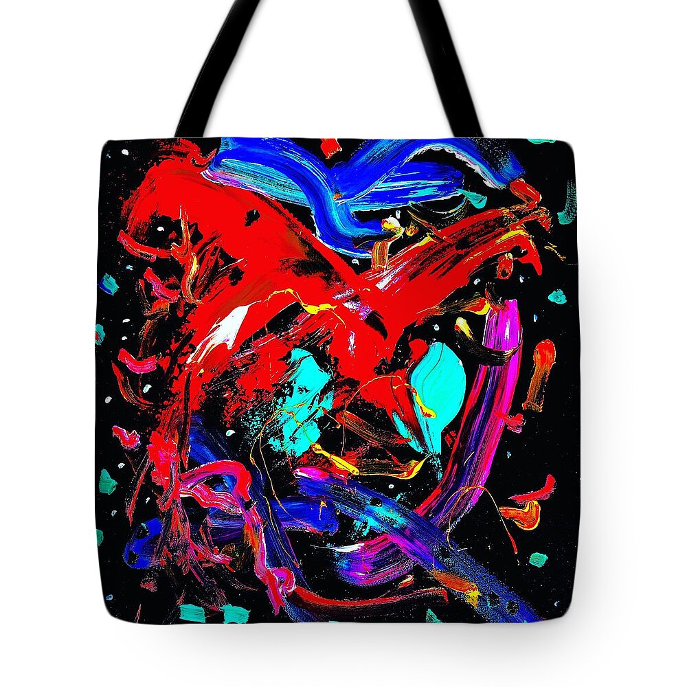 Abstract Tote Bag featuring the painting Living Heart by Neal Barbosa