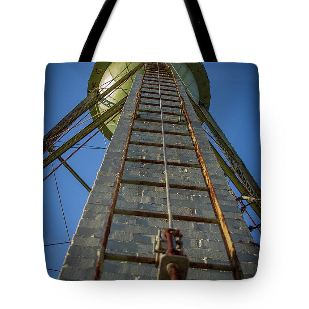 Cotton Mill Water Tote Bag featuring the photograph Going Up Mary Leila Cotton Mill Water Tower Art by Reid Callaway