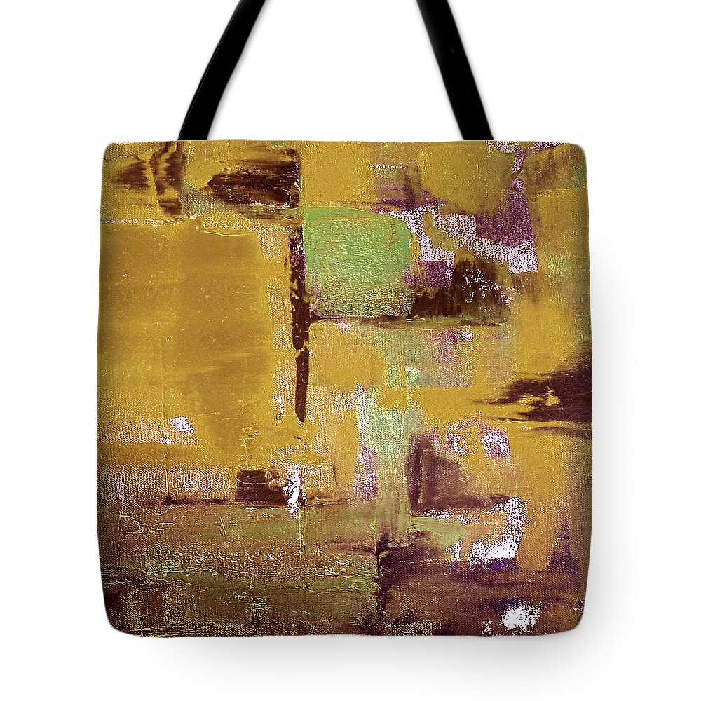 Abstract Tote Bag featuring the painting Gold Abstract by Gina De Gorna