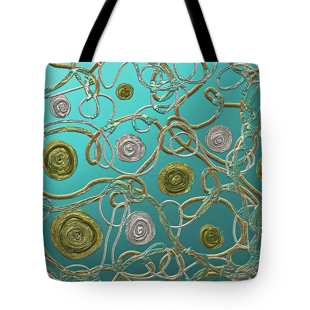 Gold Tote Bag featuring the painting Gold And Silver Abstract by Barbara Chichester