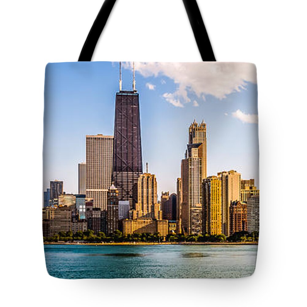 2012 Tote Bag featuring the photograph Gold Coast Chicago Skyline Panorama by Paul Velgos