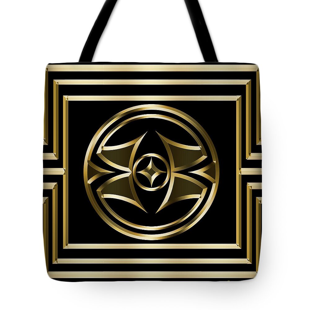 Gold Deco 6 - Chuck Staley Tote Bag featuring the digital art Gold Deco 6 by Chuck Staley