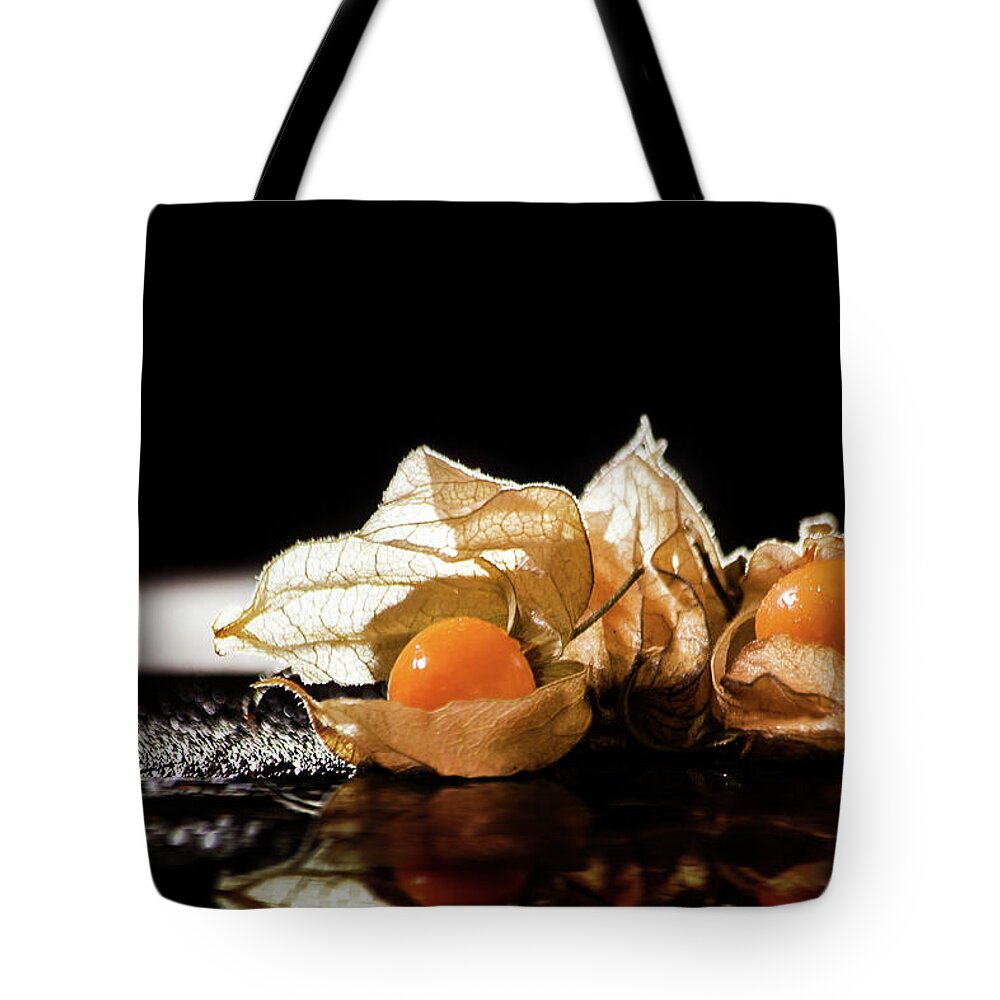 Physalis Tote Bag featuring the photograph Goldberries by Christine Sponchia