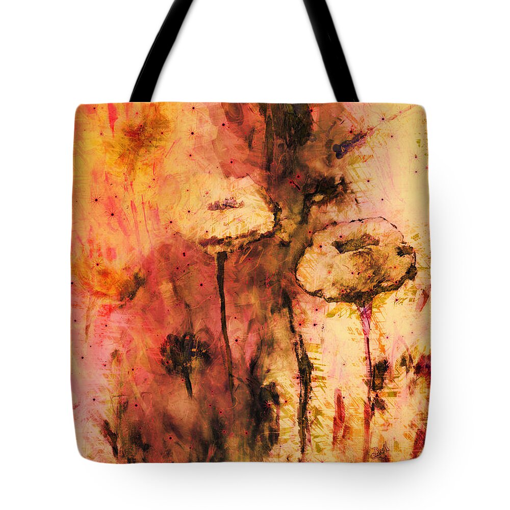 Flowers Tote Bag featuring the painting Golden Flowers by Claire Bull