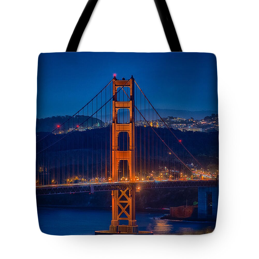 Golden Gate Bridge Tote Bag featuring the photograph Golden Gate Bridge Blue Hour by Paul Freidlund
