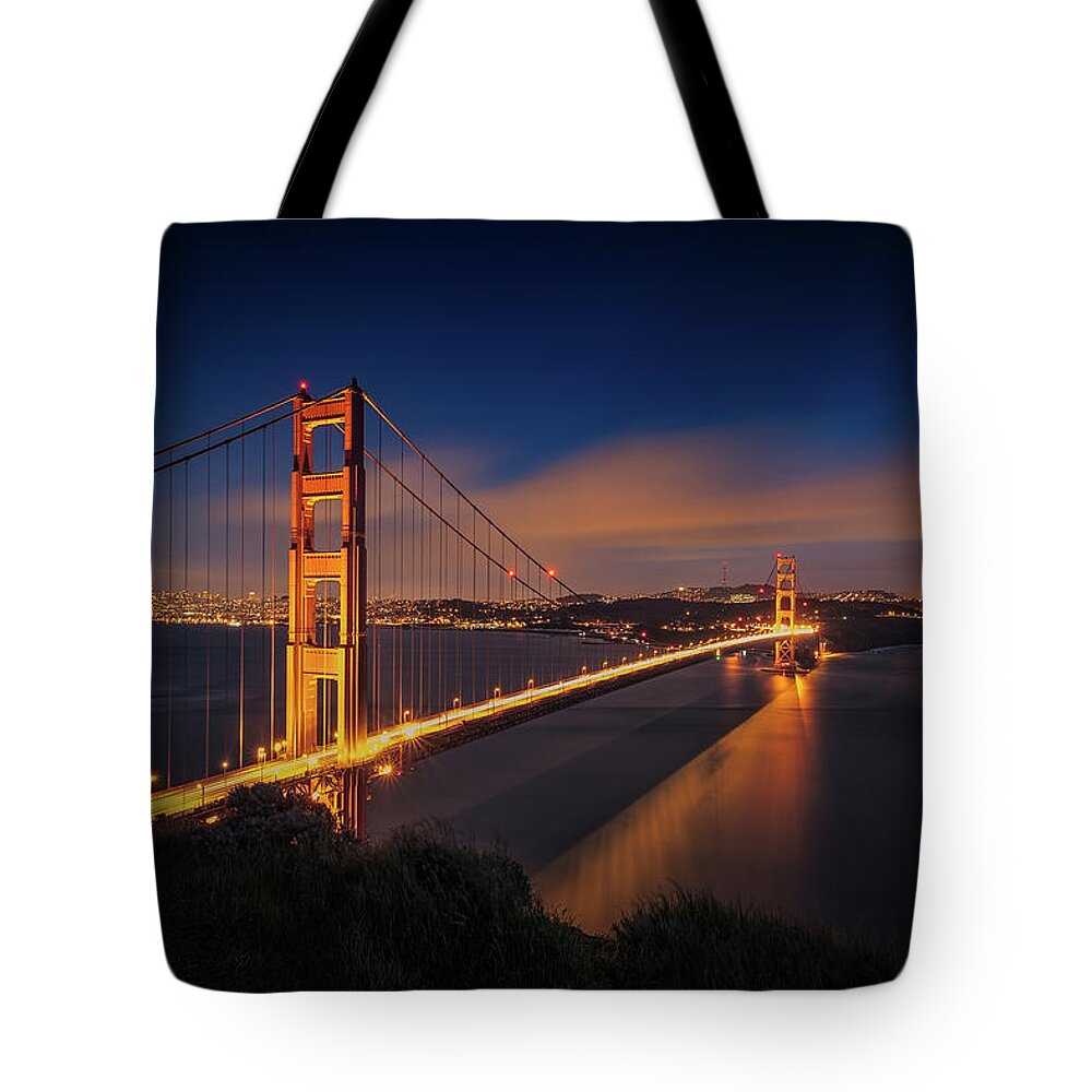 Alkatraz Tote Bag featuring the photograph Golden Gate by Edgars Erglis