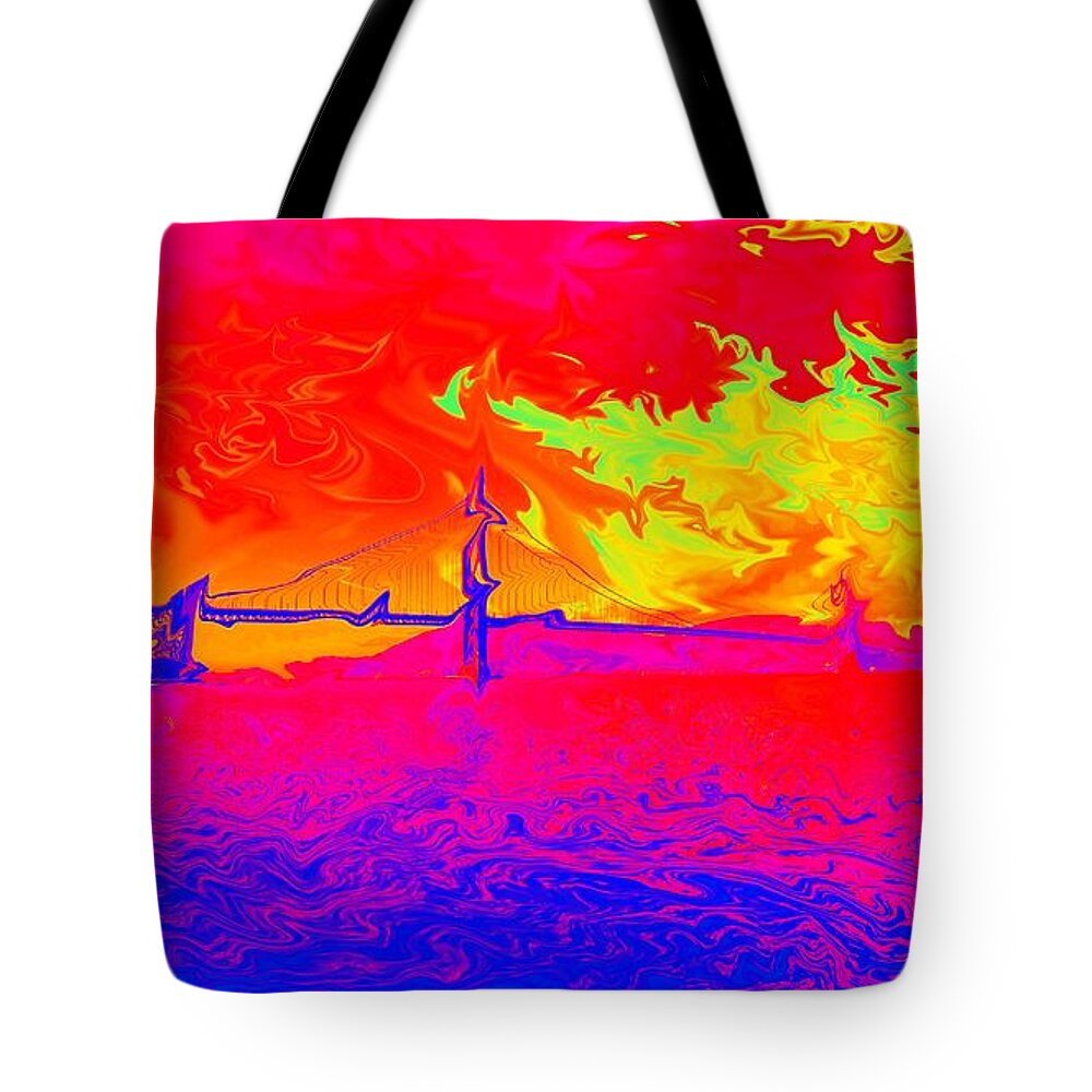 Featured Tote Bag featuring the photograph Golden Gate Mod Pop by Jenny Revitz Soper