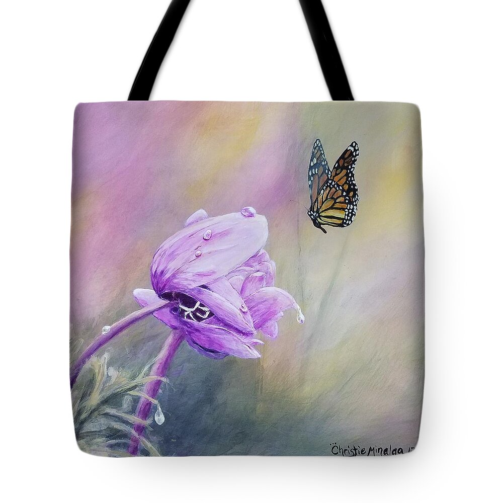 Monarch Butterfly Tote Bag featuring the painting Golden hour by Christie Minalga