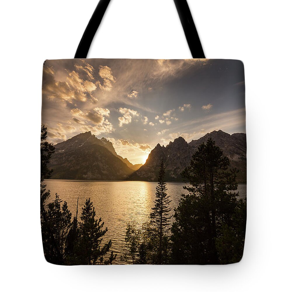 Jenny Lake Tote Bag featuring the photograph Golden Jenny Lake View by James BO Insogna
