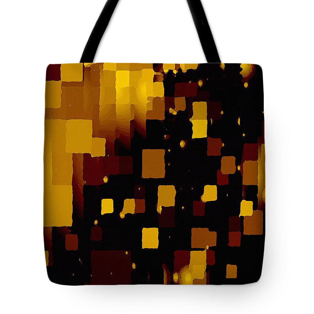 Abstract Tote Bag featuring the digital art Golden Light and Dark by Shelli Fitzpatrick