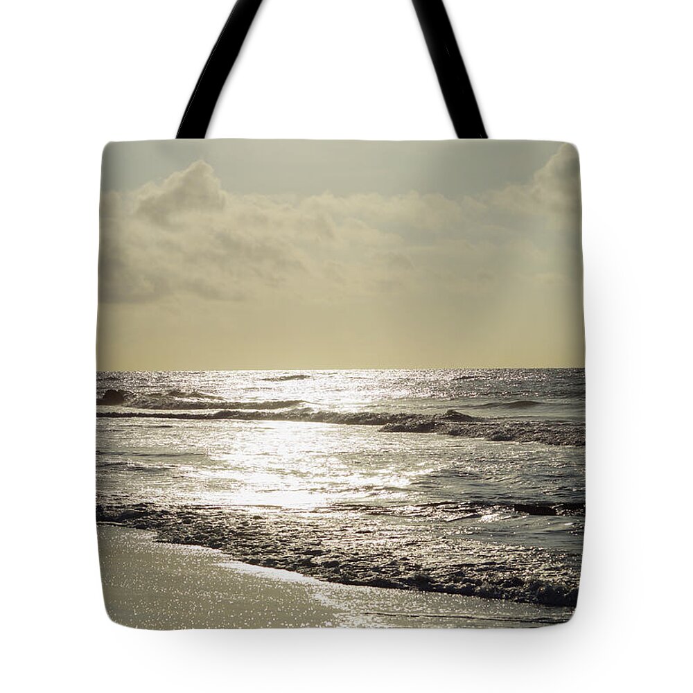 Folly Beach Tote Bag featuring the photograph Golden Morning At Folly by Jennifer White