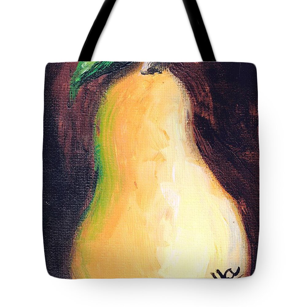 Still Life Tote Bag featuring the painting Golden Pear.. by Jolanta Anna Karolska