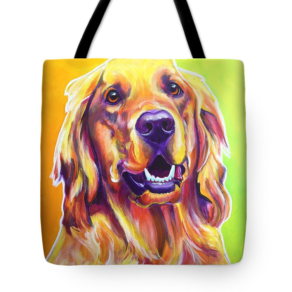 Golden Retriever Tote Bag featuring the painting Golden Retriever - Jasper by Dawg Painter