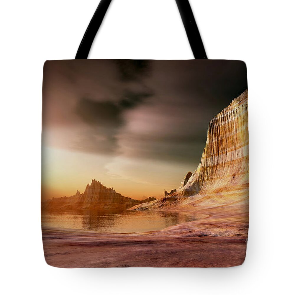 Canyon Tote Bag featuring the painting Golden Shores by Corey Ford
