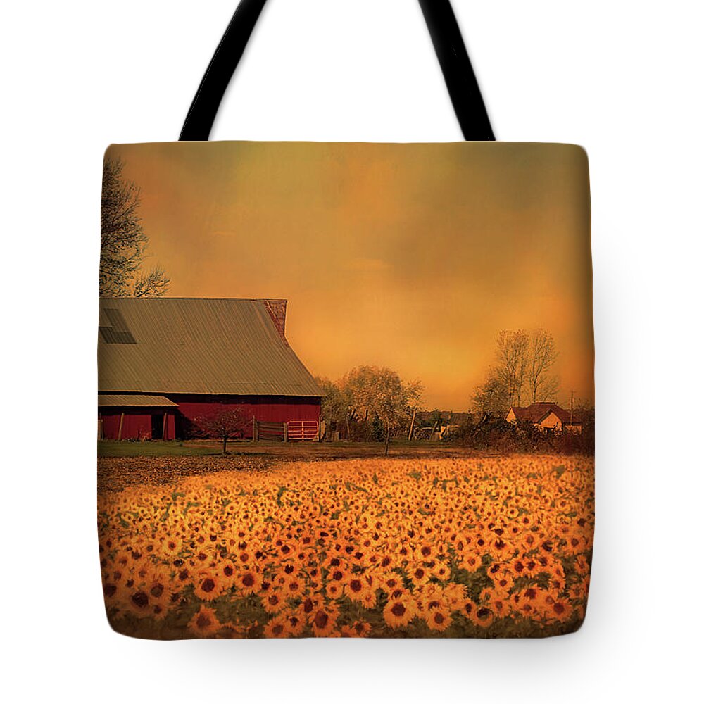  Tote Bag featuring the photograph Golden Sunflower Harvest by Theresa Campbell