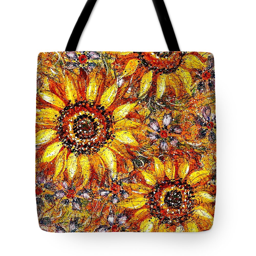 Sunflowers Tote Bag featuring the painting Golden Sunflower by Natalie Holland