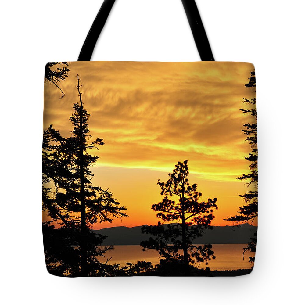 Lake Tahoe Tote Bag featuring the photograph Golden Sunset 1 - Lake Tahoe - Nevada by Bruce Friedman