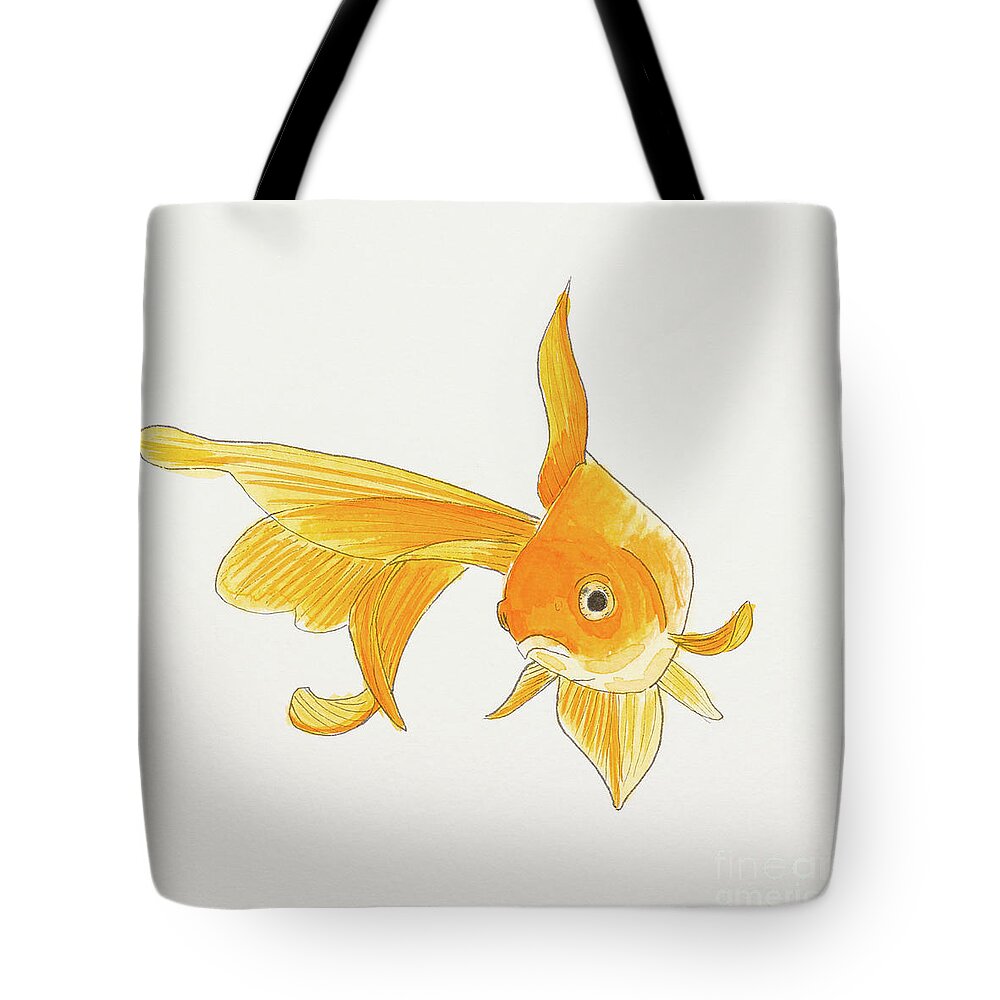 Fish Tote Bag featuring the painting Goldfish 2 by Stefanie Forck