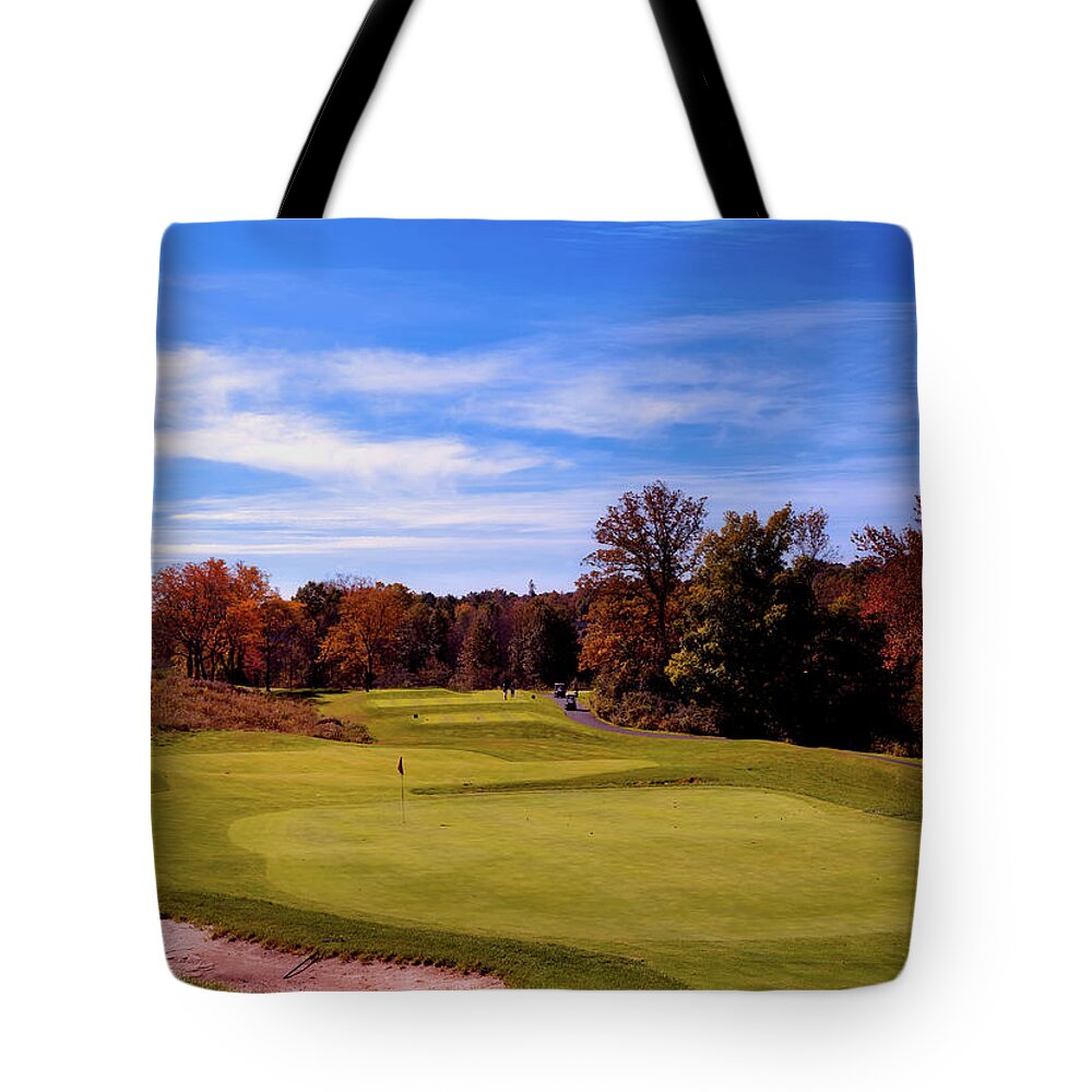 Bloomfield Tote Bag featuring the photograph Golf On An Autumn Weekend by Mountain Dreams