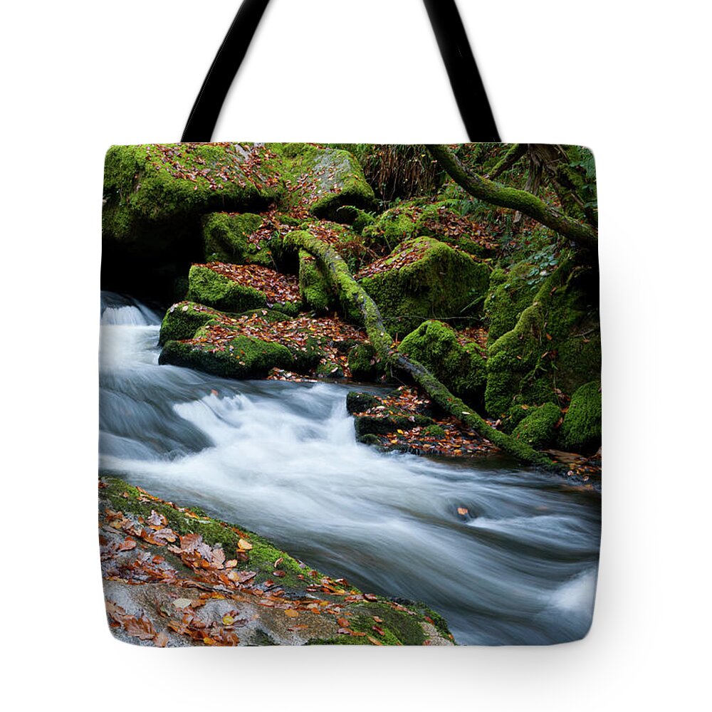 Blurry Water Tote Bag featuring the photograph Golitha Falls iv by Helen Jackson
