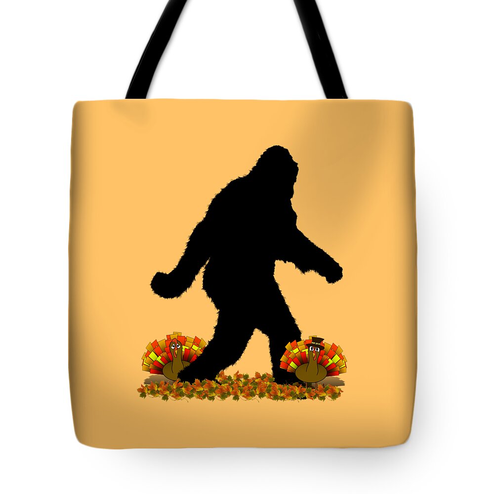 Sasquatch Tote Bag featuring the digital art Gone Thanksgiving Squatchin' by Gravityx9  Designs