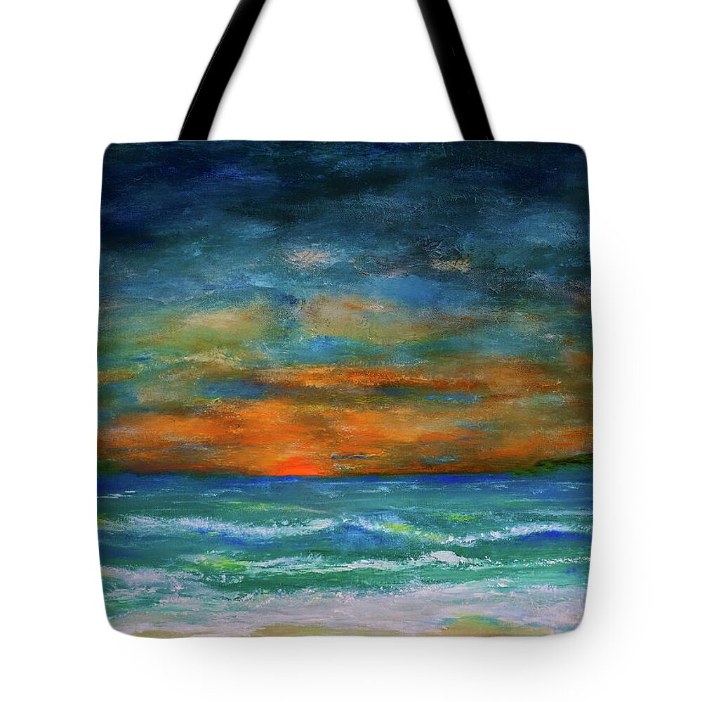 Lake Tote Bag featuring the painting Good Evening by Dick Bourgault