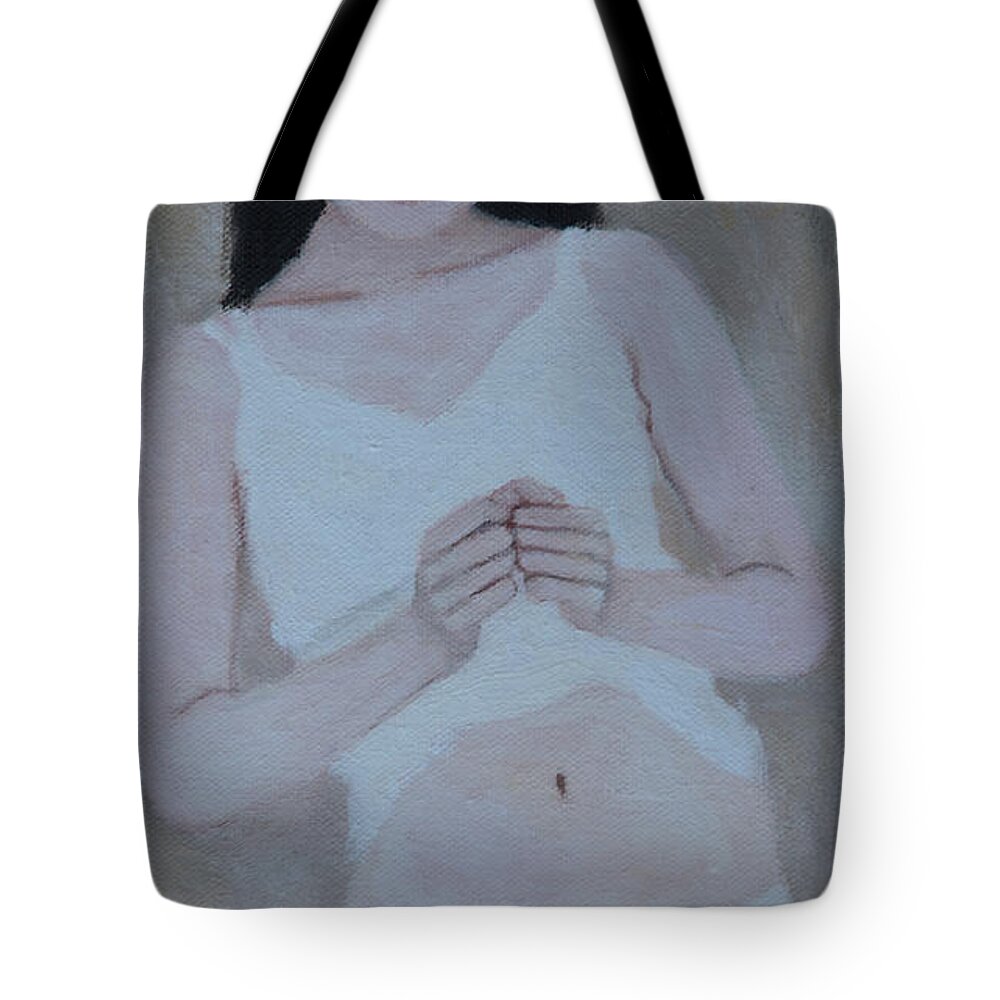 Portrait Tote Bag featuring the painting Good Morning by Masami IIDA