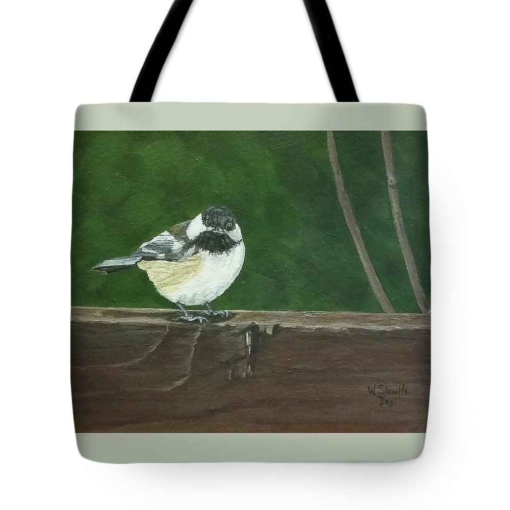 Chickadee Tote Bag featuring the painting Good Morning by Wendy Shoults