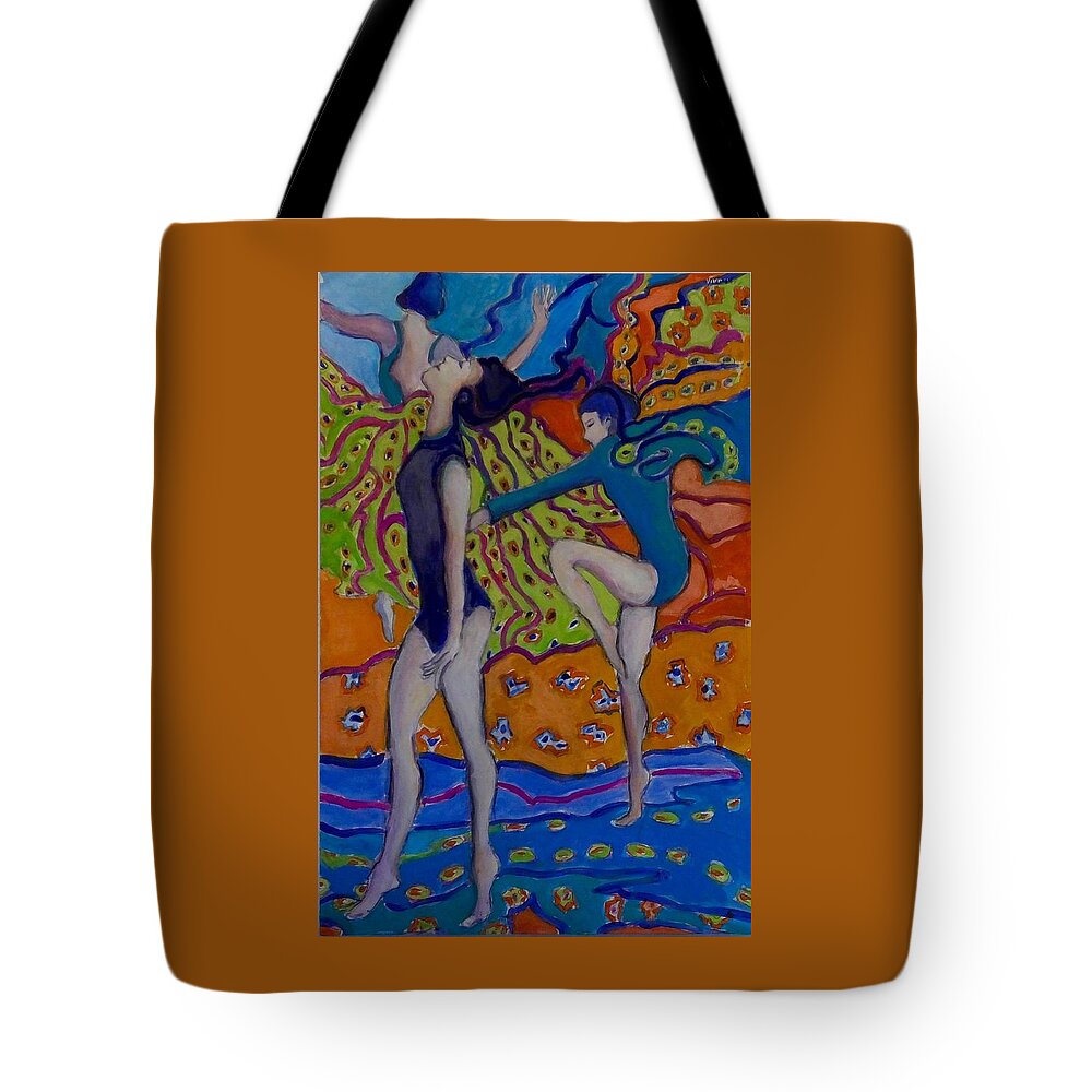 Dance Tote Bag featuring the painting Good Vibrations #3 by Myra Evans