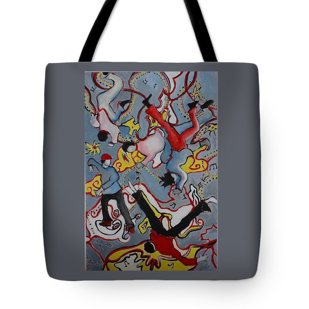 Dancers Tote Bag featuring the painting Good Vibrations #7 by Myra Evans