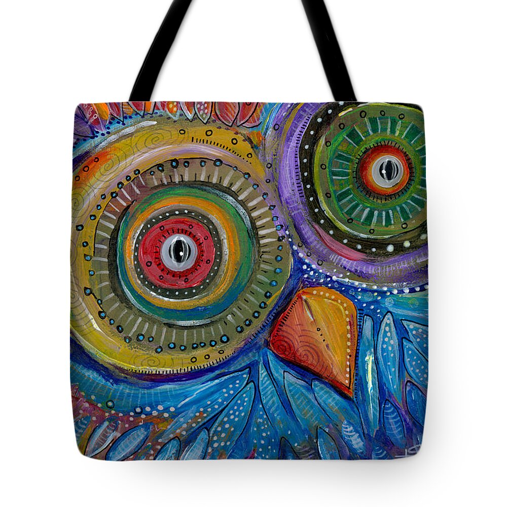 Owl Tote Bag featuring the painting Googly-Eyed Owl by Tanielle Childers