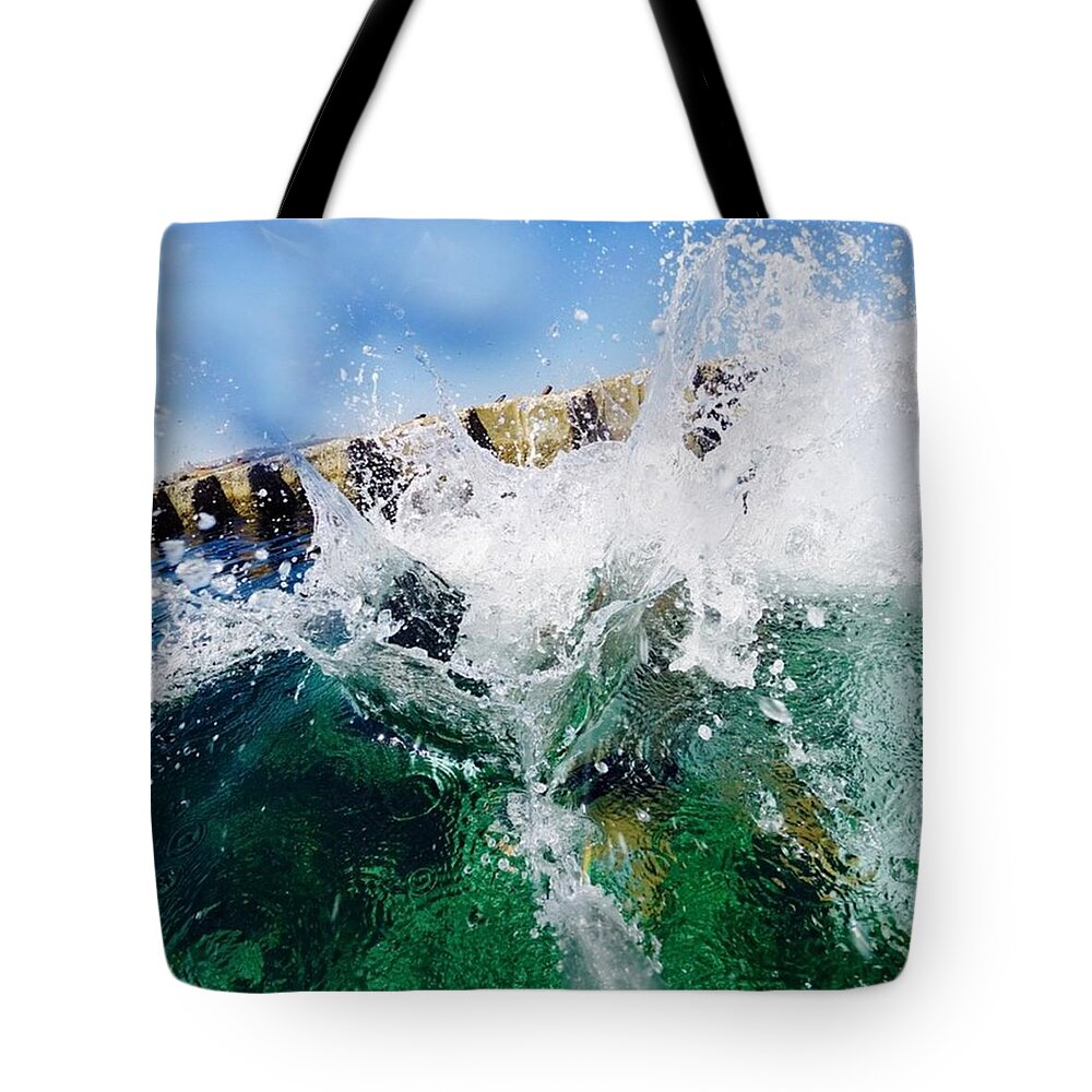 Beautiful Tote Bag featuring the photograph Splashy by Chikkas By Fran Galea