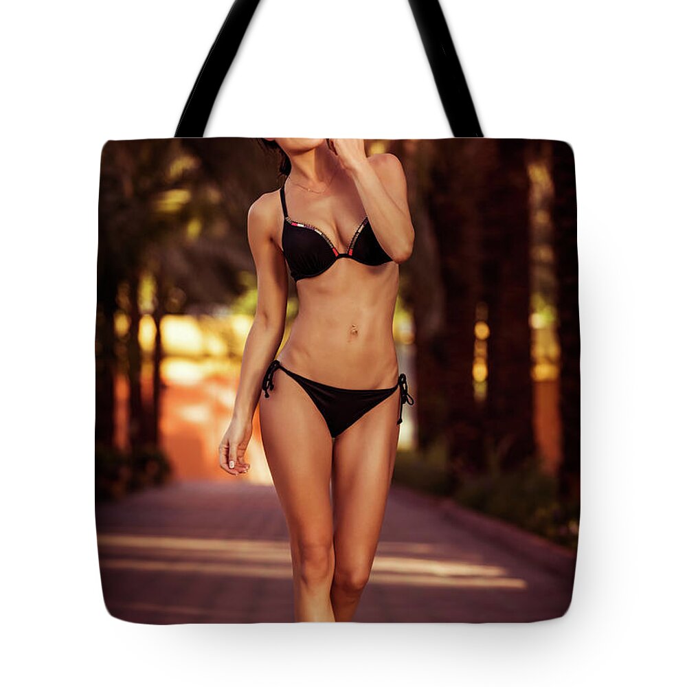 Adult Tote Bag featuring the photograph Gorgeous female on the beach by Anna Om