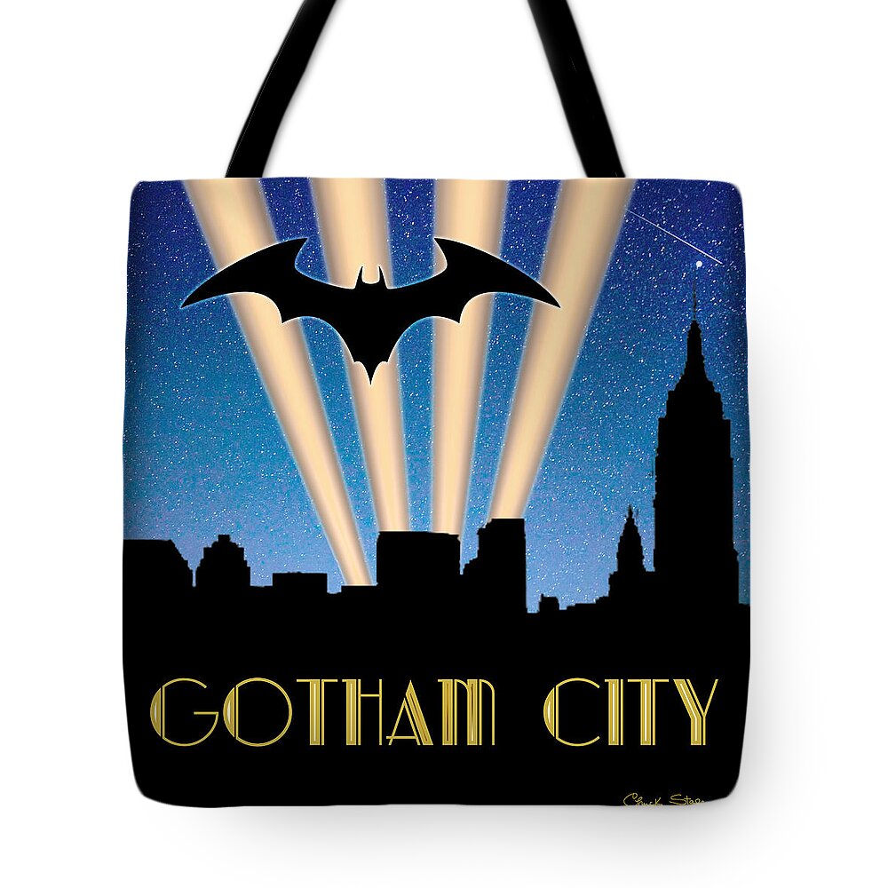 Gotham City Tote Bag featuring the digital art Gotham City by Chuck Staley