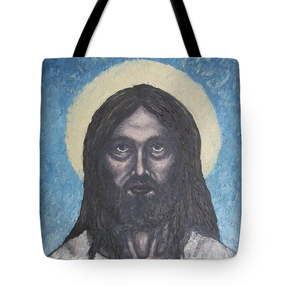 Michael Tote Bag featuring the painting Gothic Jesus by Michael TMAD Finney