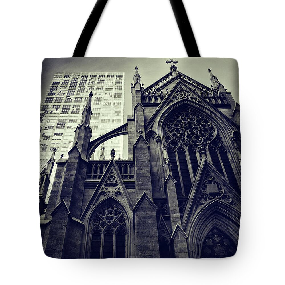 St. Patrick's Cathedral Tote Bag featuring the photograph Gothic Perspectives by Jessica Jenney