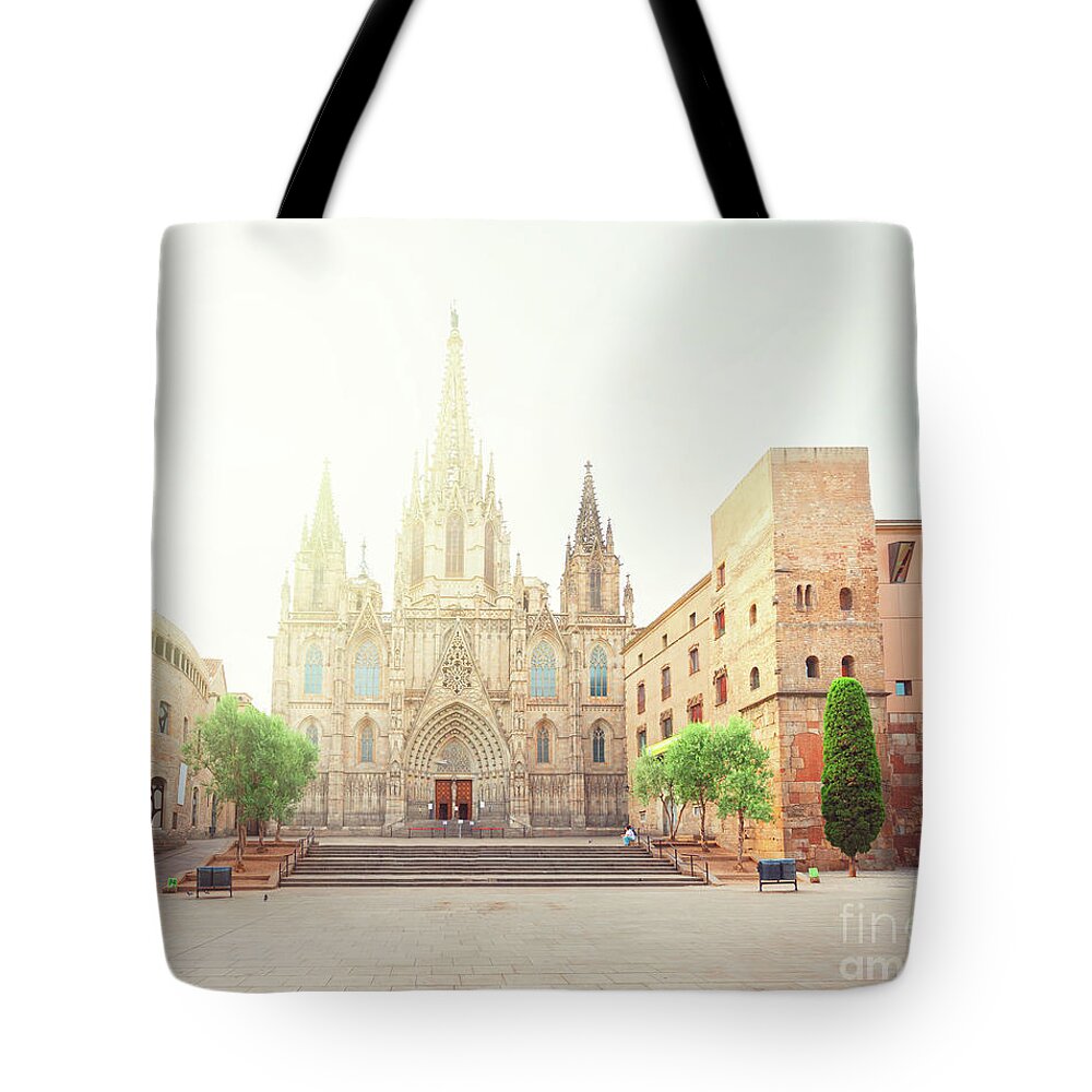 Barcelona Tote Bag featuring the photograph Gotic Cathedral of Barcelona by Anastasy Yarmolovich