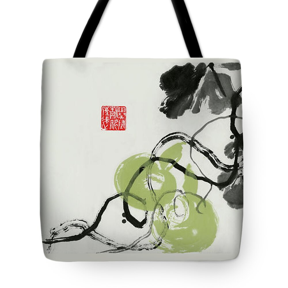 Gourd Tote Bag featuring the painting Gourd - 5 by River Han