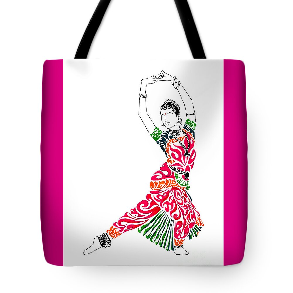 Bharatanatyam Tote Bag featuring the painting Grace by Anushree Santhosh