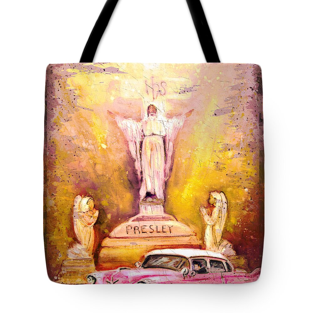 Travel Tote Bag featuring the painting Graceland Authentic Madness by Miki De Goodaboom