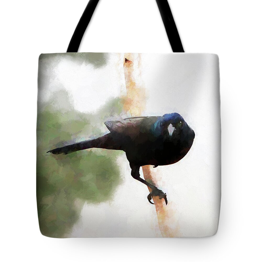 Blackbird Tote Bag featuring the photograph Grackle by John Freidenberg