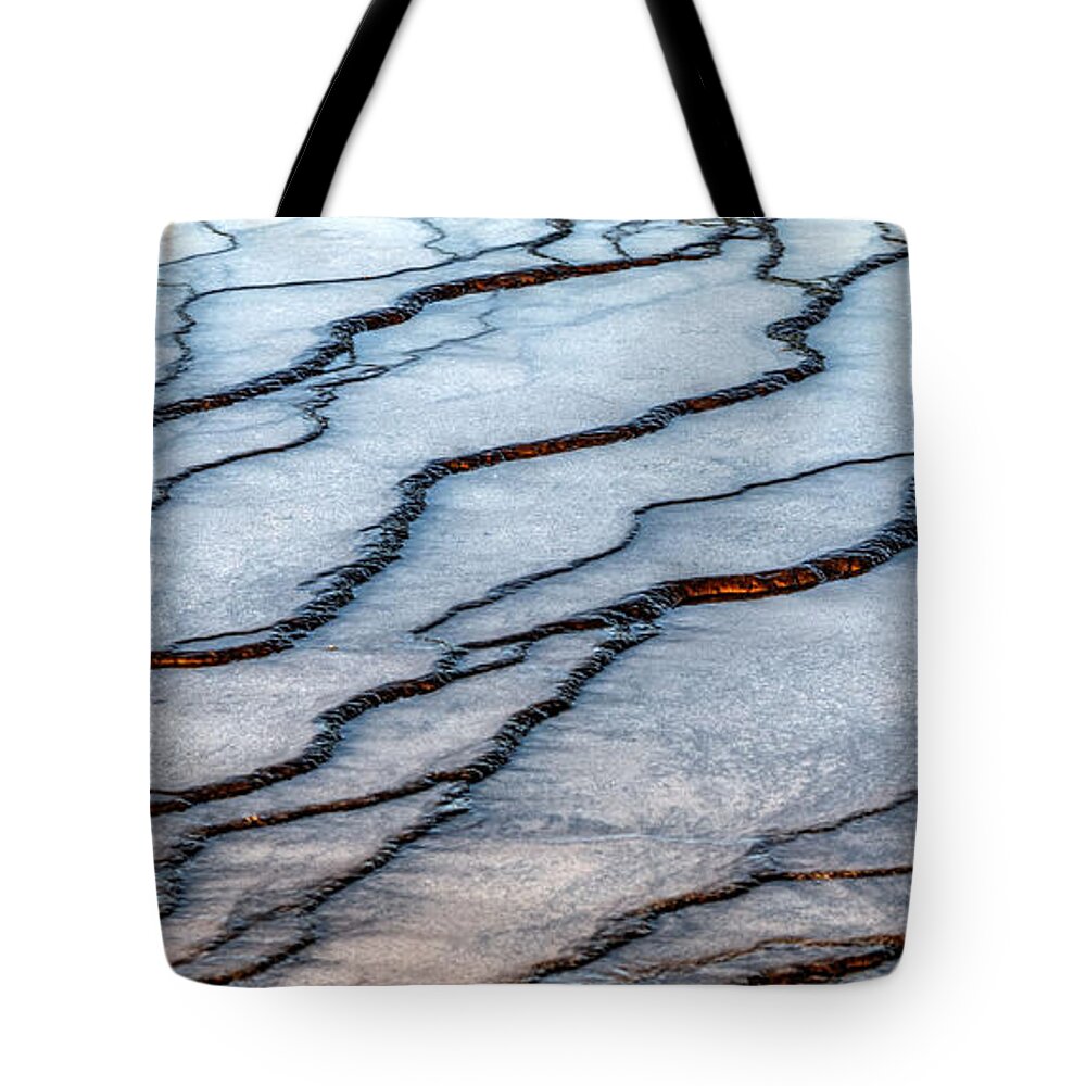 Abstract; Geothermal; Gradations; Hard Water; Hot; Hot Springs; Layers; Pools; Steps; Sulfer; Thermal; Water; Yellowstone; Tote Bag featuring the photograph Gradations ii by David Andersen