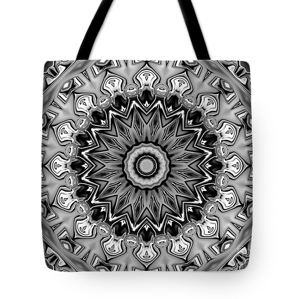  Tote Bag featuring the digital art Gradient Black and White Mandala by PIPA Fine Art - Simply Solid