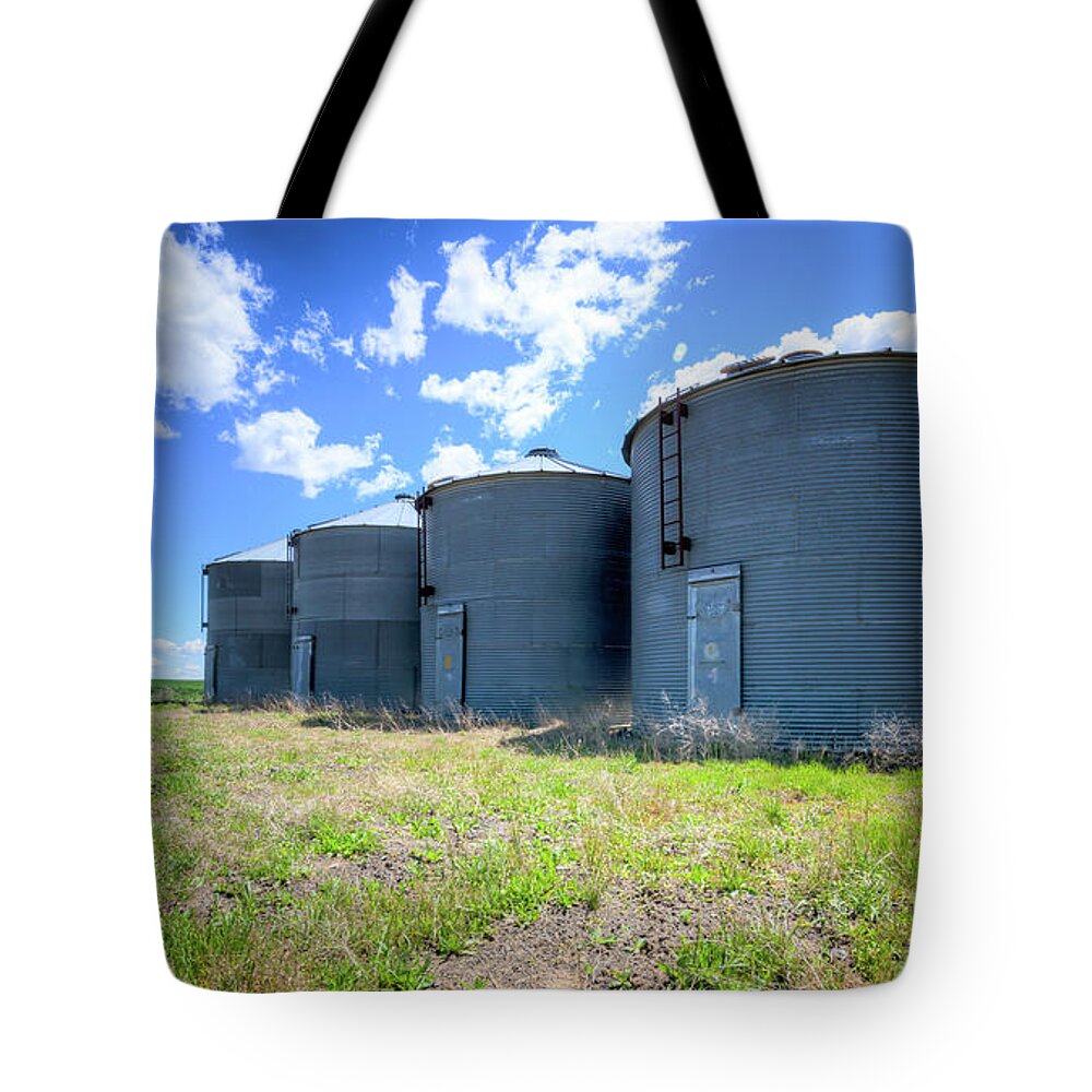 Silo Tote Bag featuring the photograph Grain Storage by Spencer McDonald